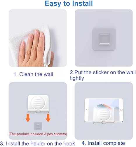 Upgraded shower phone holder tablet wall mounted phone holder removable, self-adhesive phone tablet holder suitable for bed bathroom kitchen