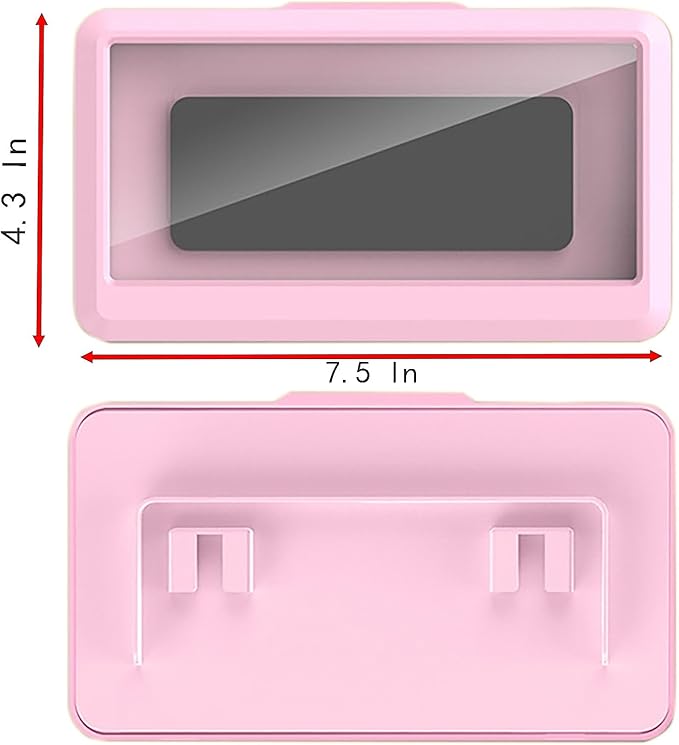 Waterproof Wall-Mounted Phone Holder for Bathroom, Anti-Fog HD Touchscreen Case, Moisture-Proof Protective Box (Pink, 7.5 x 4.3 Inches)