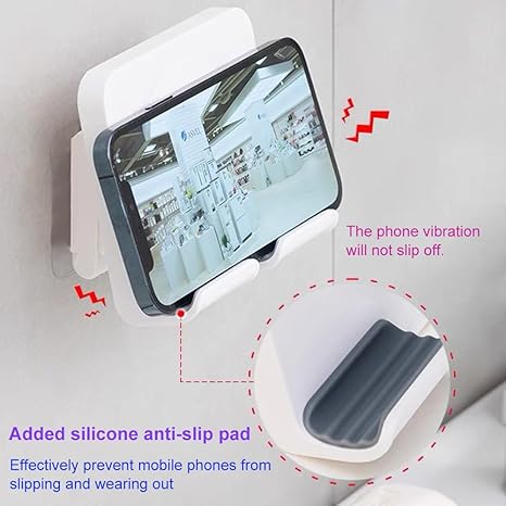 Upgraded shower phone holder tablet wall mounted phone holder removable, self-adhesive phone tablet holder suitable for bed bathroom kitchen