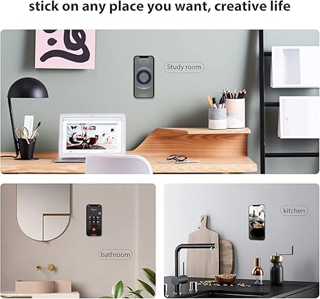 Wall Mounted Magnetic Shower Phone Holder Waterproof, 2 Pack Magnetic Stickers, Gym Magnetic Phone Holder, Bathroom Holder