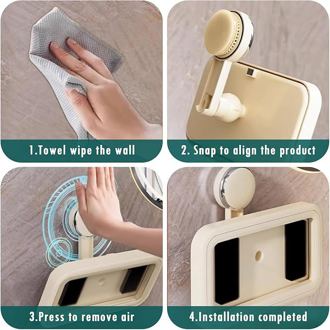Shower Phone Holder Waterproof, 480° Rotating Adjustable Suction Cup Shower Phone Holder, Fog-Proof Wall Phone Holder Mount, Phone Holder for Shower with HD Touch Screen, for 4-7" Phones