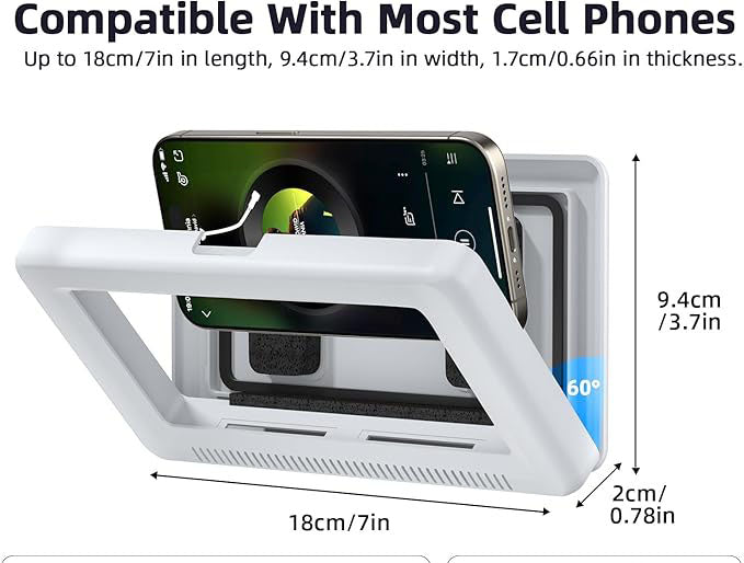 Shower Phone Holder Waterproof, Phone Holder for Shower with Touch Screen 360° Rotatable Retractable 60° Opening Angle Wall Mounted Waterproof Phone Case