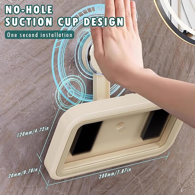 Shower Phone Holder Waterproof, 480° Rotating Adjustable Suction Cup Shower Phone Holder, Fog-Proof Wall Phone Holder Mount, Phone Holder for Shower with HD Touch Screen, for 4-7" Phones