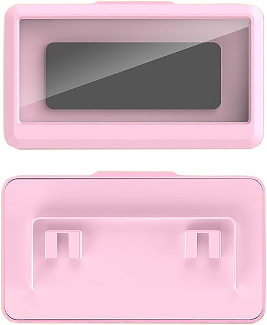 Waterproof Wall-Mounted Phone Holder for Bathroom, Anti-Fog HD Touchscreen Case, Moisture-Proof Protective Box (Pink, 7.5 x 4.3 Inches)