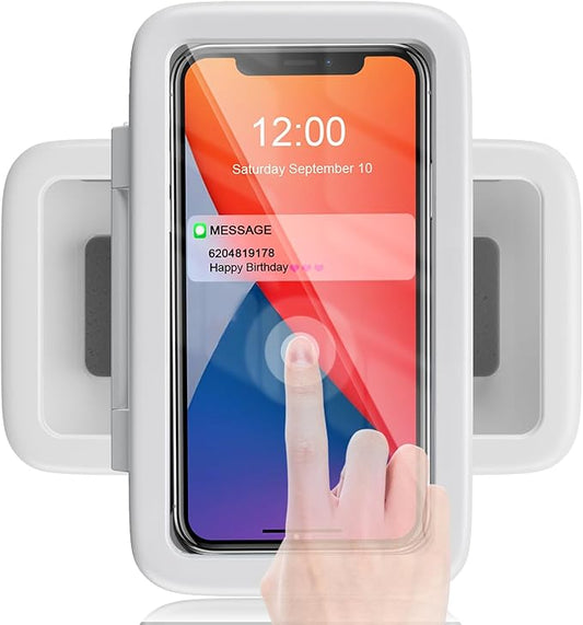 Shower Phone Holder Waterproof, 480° Rotatable Adjustable Bathroom Wall Phone Mount Stand, Anti-Fog High Sensitivity iPhone Case, Anti Fog Case Bathroom Accessories for 4-7'' Cellphones
