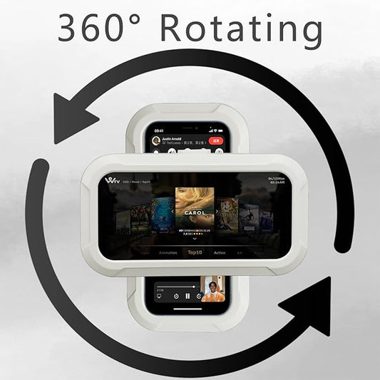 Shower Phone Holder Waterproof, 360° Rotation Mobile Phone Stand, Wall Mounted Anti-Fog Cellphone Case Accessories Universal for Bathroom Bathtub Kitchen for up to 7 Inch Cellphone
