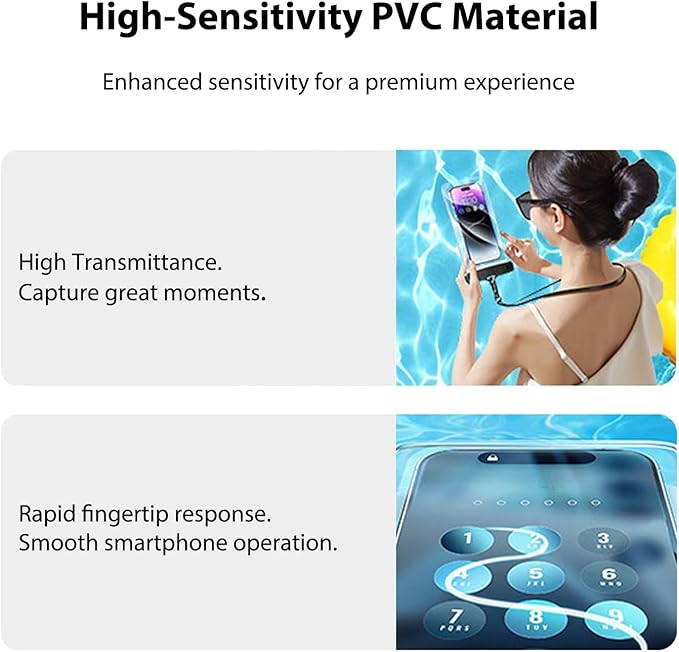 Waterproof Phone Pocket Case - [Easy Lock & Heavy Duty] Phone Waterproof Protective Bag Beach Essential Travel Essential