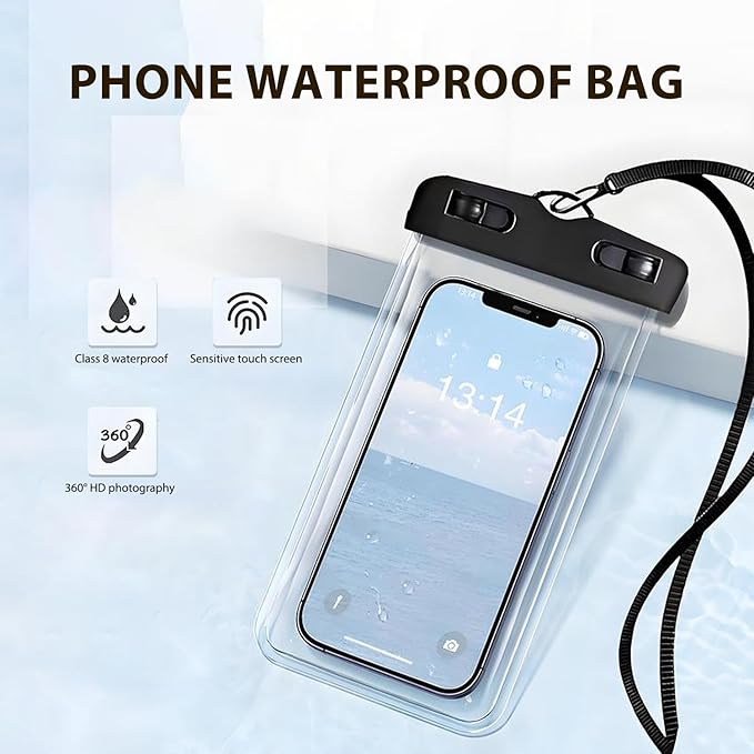 Waterproof Phone Pocket Case - [Easy Lock & Heavy Duty] Phone Waterproof Protective Bag Beach Essential Travel Essential