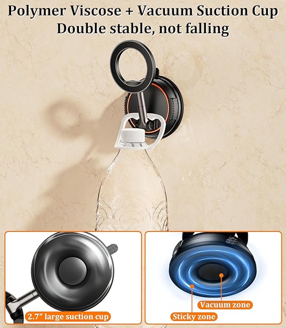Magnetic suction cup shower phone holder, suitable for bathroom mirror phone holder, can be pasted on the wall makeup mirror