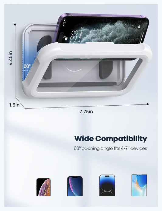 Shower Phone Holder Waterproof - 480° Rotatable Retractable Adjustable Shower Case Holder, Bathroom Wall Phone Mount Stand Water Proof Anti Fog Case, Accessories for 4-7" Cellphones