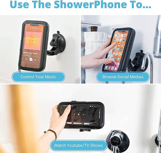 Bathroom waterproof phone holder | Bathroom suction cup holder | 360 degree rotation, height adjustable