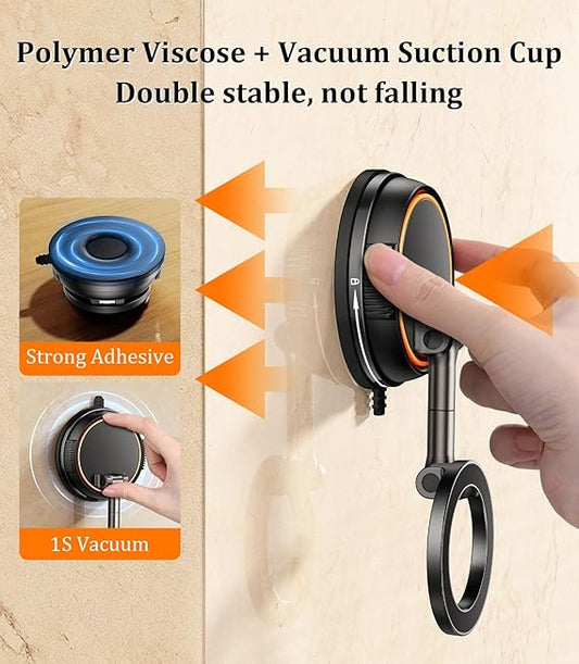 Magnetic suction cup shower phone holder, suitable for bathroom mirror phone holder, can be pasted on the wall makeup mirror