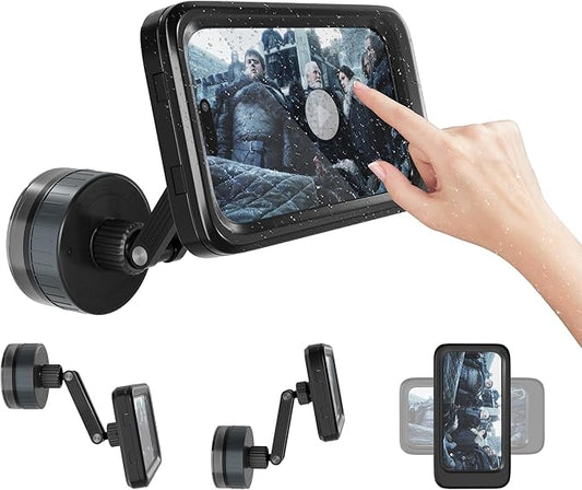 Shower Phone Holder Waterproof, 480° Rotating Twist-Lock Suction Phone Holder for Shower, Anti-Fog & Sensitive Touch Screen Case, Fits Smartphone with Case up to 6.9"