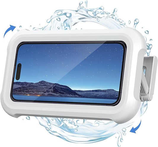 Shower Phone Holder Waterproof - 480° Rotatable Retractable Adjustable Shower Case Holder, Bathroom Wall Phone Mount Stand Water Proof Anti Fog Case, Accessories for 4-7" Cellphones